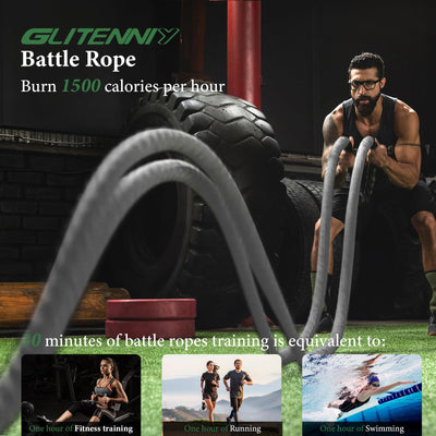 Battle Ropes Black Workout Rope 1 inch Battle Ropes for Home Gym 30ft Exercise Ropes for Working Out Heavy Ropes for Exercise Training Weighted Rope Weighted Workout Rope Battle Rope