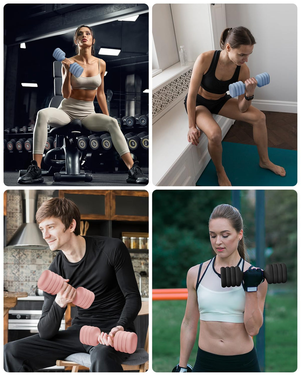 YOTTOY Adjustable Dumbbell Set of 2, 4-in-1 Hand Weights for Women at Home, Compact Free Weights Dumbbells Set with Soft Grip and Base, 2-5 lbs Each for Home Gym