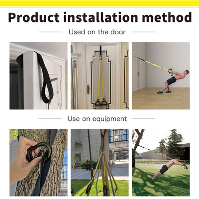 Bodyweight Resistance Training Straps, Complete Home Gym Fitness Trainer kit for Full-Body Workout, Included Door Anchor, Extension Strap, Fitness Guide