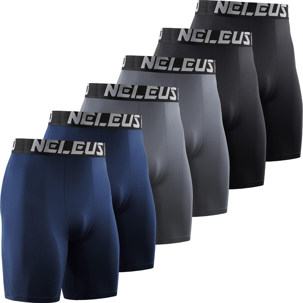 NELEUS 3 or 6 Pack Compression Shorts for Men Spandex Sport Shorts Running Athletic Workout Performance Baselayer Underwear