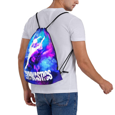 Gymnastics Drawstring Backpack Light Gym String Bag Pink Water Resistant Sackpack Sport Yoga Daypack For Womens Mens