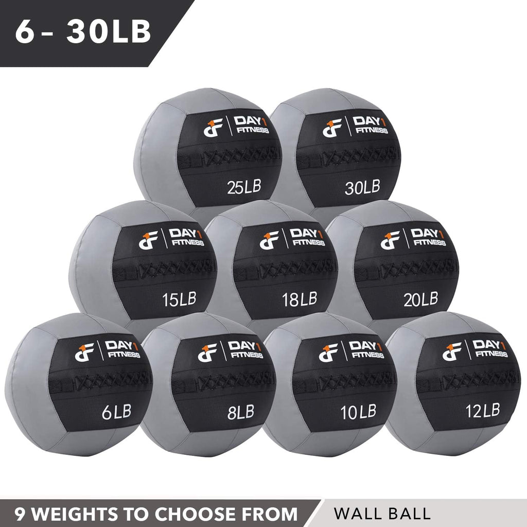 Day 1 Fitness Soft Wall Medicine Ball 18 Pounds - for Exercise, Rehab, Core Strength, Large Durable Balls for Floor Exercises, Stretching