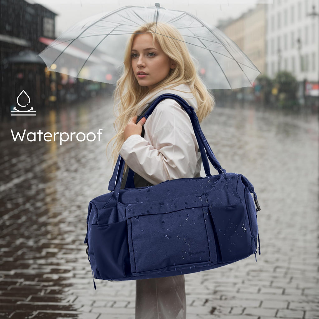 Gym Bag for Men with 2 Upgraded Bottle Holders Convertible Duffle Bag and Gym Backpack Waterproof Sports Bags with Shoes Compartment and Wet Pocket - Black