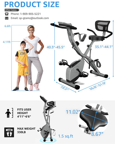 Foldable Exercise Bike Stationary Bikes for Home, 5 IN 1 Indoor Workout Bike, Cycling Bike with 16-Level Quiet Magnetic Resistance, 6.6 LBS Flywheel and 300LBS Capacity, 2025 Designed 817 X-bike