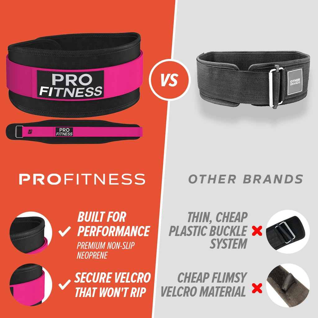 ProFitness Weight Lifting Belt for Women - 4'' Wide Comfortable Workout Belt for Women - Weight Belt for Women Squats & Deadlifts - Back Support Weight Lifting Belt Women & Men