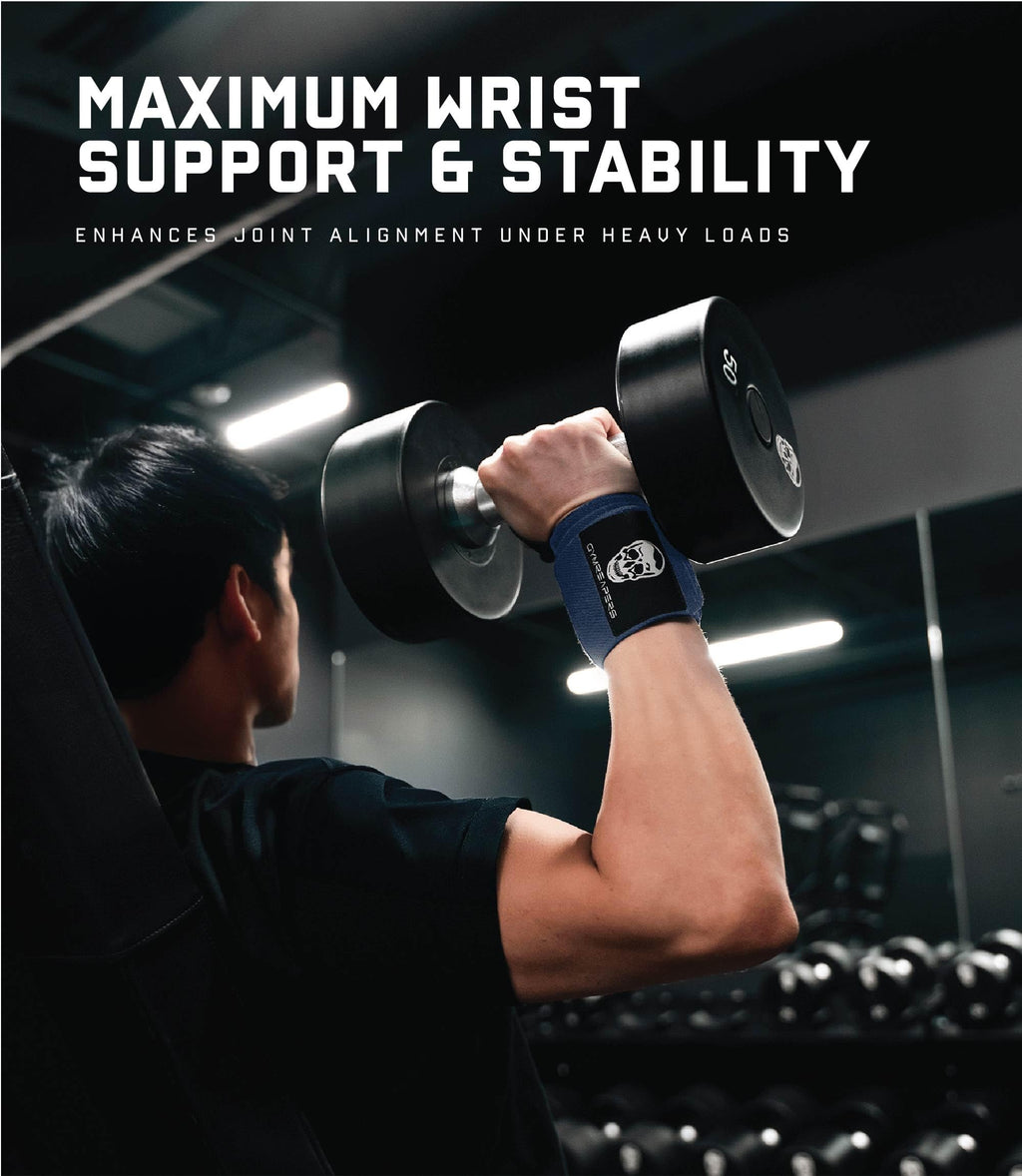 Gymreapers Weightlifting Wrist Wraps (IPF Approved) 18" Professional Quality Wrist Support with Heavy Duty Thumb Loop - Best Wrap for Powerlifting Competition, Strength Training, Bodybuilding