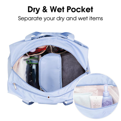 Ceneda 20" Gym Bag for Women with Wet Pocket & Shoe Compartment, Lightweight Duffel Waterproof Carry On Duffle for Travel, Yoga, Overnight (Green)