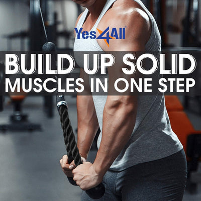 Yes4All Cable Machine Attachment, Row Handles, Tricep Rope, Straight Bar, V Bar, LAT Pulldown Accessories Load 880 LB for Home Gym