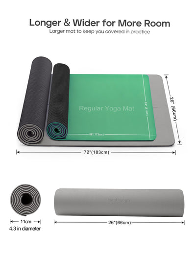 Heathyoga Eco Friendly Non Slip Yoga Mat, Body Alignment System, SGS Certified TPE Material - Textured Non Slip Surface and Optimal Cushioning,72"x 26" Thickness 1/4"