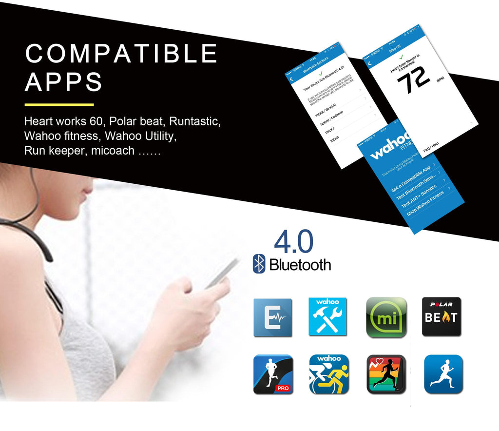 KYTO Heart Rate Monitor Chest Strap, ANT+/ Bluetooth, Compatible with iOS/Android APPs, Cycling/Yoga/Basketball/Running/Fitness Exercise/Boxing