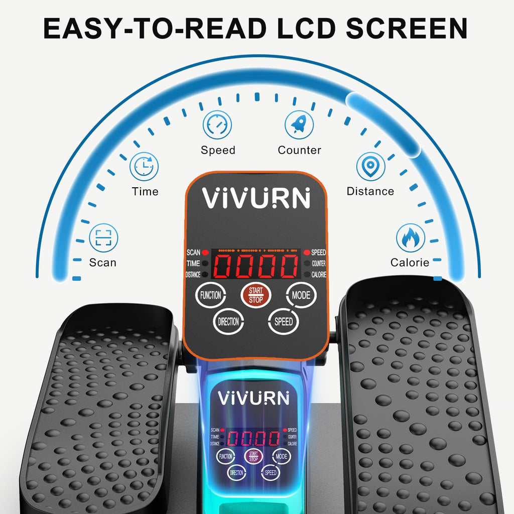 VIVURN-018 Under Desk Elliptical 12 Speed 5 Modes Mini Motorized Leg Exerciser While Sitting for Seniors As Seen on TV with Non-Slip Mat Quiet & Portable Electric Pedal Exerciser for Home and Office