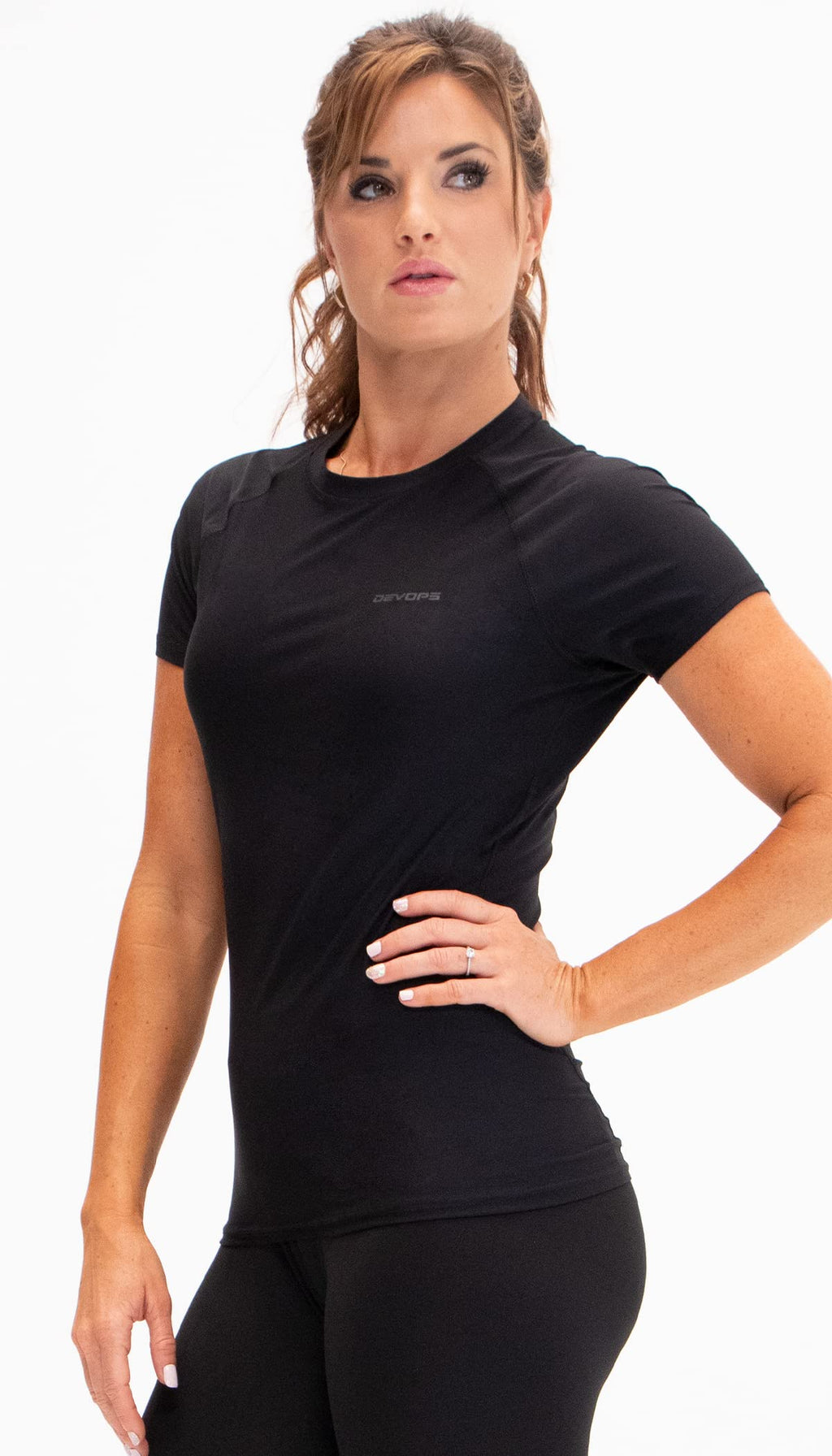 DEVOPS 3 Pack Women's Compression Shirt Dry Fit Short Sleeve Running Athletic T-Shirt Workout Tops