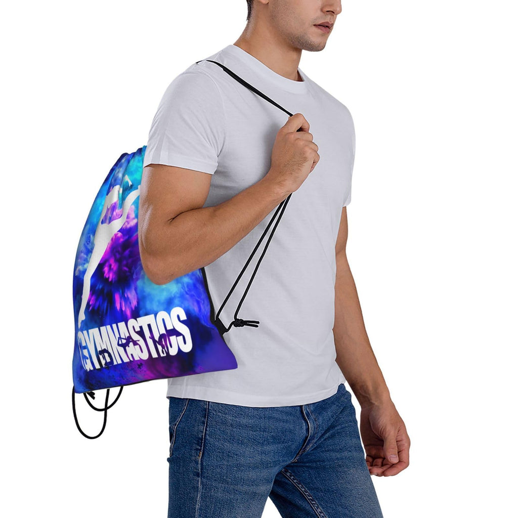 Gymnastics Drawstring Backpack Light Gym String Bag Pink Water Resistant Sackpack Sport Yoga Daypack For Womens Mens