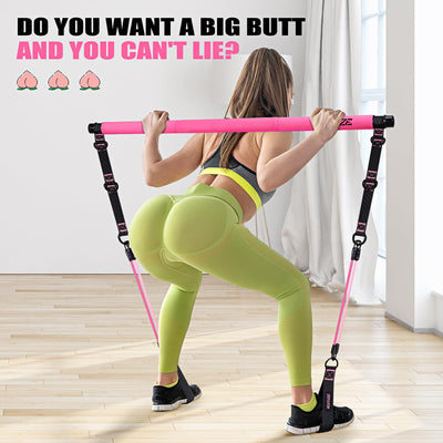Pilates Bar Kit with Resistance Bands, Pilates Equipment, Multifunctional Pilates Bar for Women & Men, Pilates kit for Hip, Back, Arm, Full-Body Workouts, Home Gym Strength Training Equipment