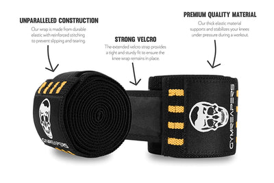 Gymreapers Knee Wraps for Squats and Powerlifting 72 Inch Compression Wraps with Strap for Men & Women Weightlifting Support