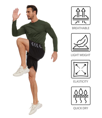 6 Pack Men Dry Fit Workout Long Sleeve Athletic Gym UPF 50+ SPF UV Sun Protection Quick Dry Lightweight Shirts