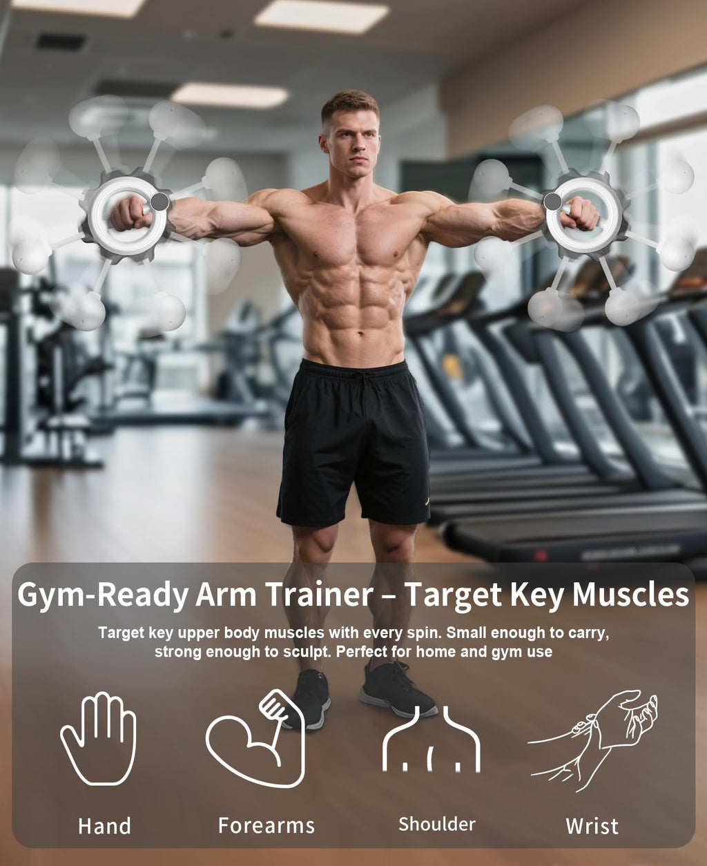 Arm Workout for Men and Women, 360° Hand-Crank Forearm Trainer, Chest Trainer,Shoulders and Arm Muscle Training Fitness Equipment, Home Workout Equipment and Gym Workouts
