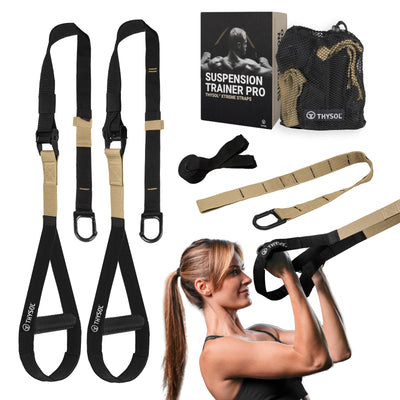 THYSOL® Resistance Trainer Pro Xtreme Straps Army | Sling Trainer Set with Adjustable Door Anchor | Fitness Home Workouts - Suitable for Travelling & for Training Indoor & Outdoor