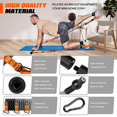 Pilates Bar Kit with Resistance Bands, Heavy Duty Pilates Equipment for Men, Strength Training Bar for Legs, Hip, Back, Arm, Abs, Chest, Shoulders, Portable Home Gym Full Body Workout Equipment