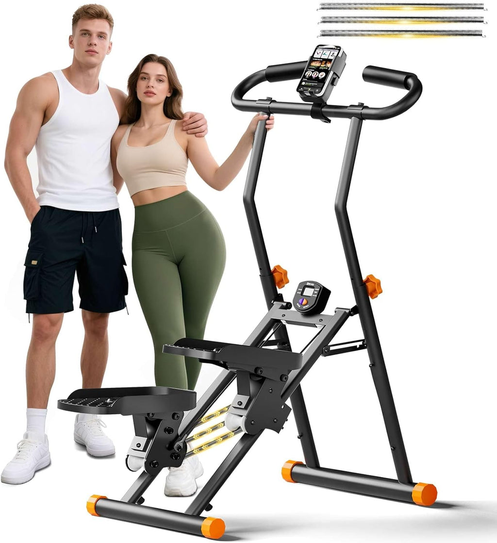 Stair Stepper for Home Gym, 2025 Upgrade Stair Climber with 3-Level Spring Resistance & Height, Non-Slip Pedals and Digital Tracker, Home Exercise Machine for Women and Men, Black