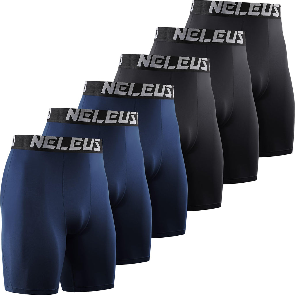 NELEUS 3 or 6 Pack Compression Shorts for Men Spandex Sport Shorts Running Athletic Workout Performance Baselayer Underwear