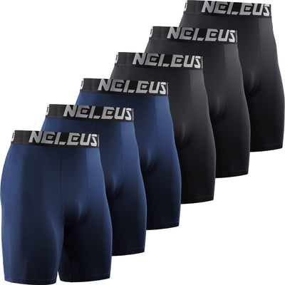 NELEUS 3 or 6 Pack Compression Shorts for Men Spandex Sport Shorts Running Athletic Workout Performance Baselayer Underwear
