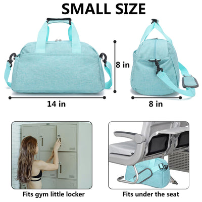 14 inch Small Gym Bag for Women & Men, Mini Duffel Bag for Travel Sports Lightweight Carry On Bag (Light Green)