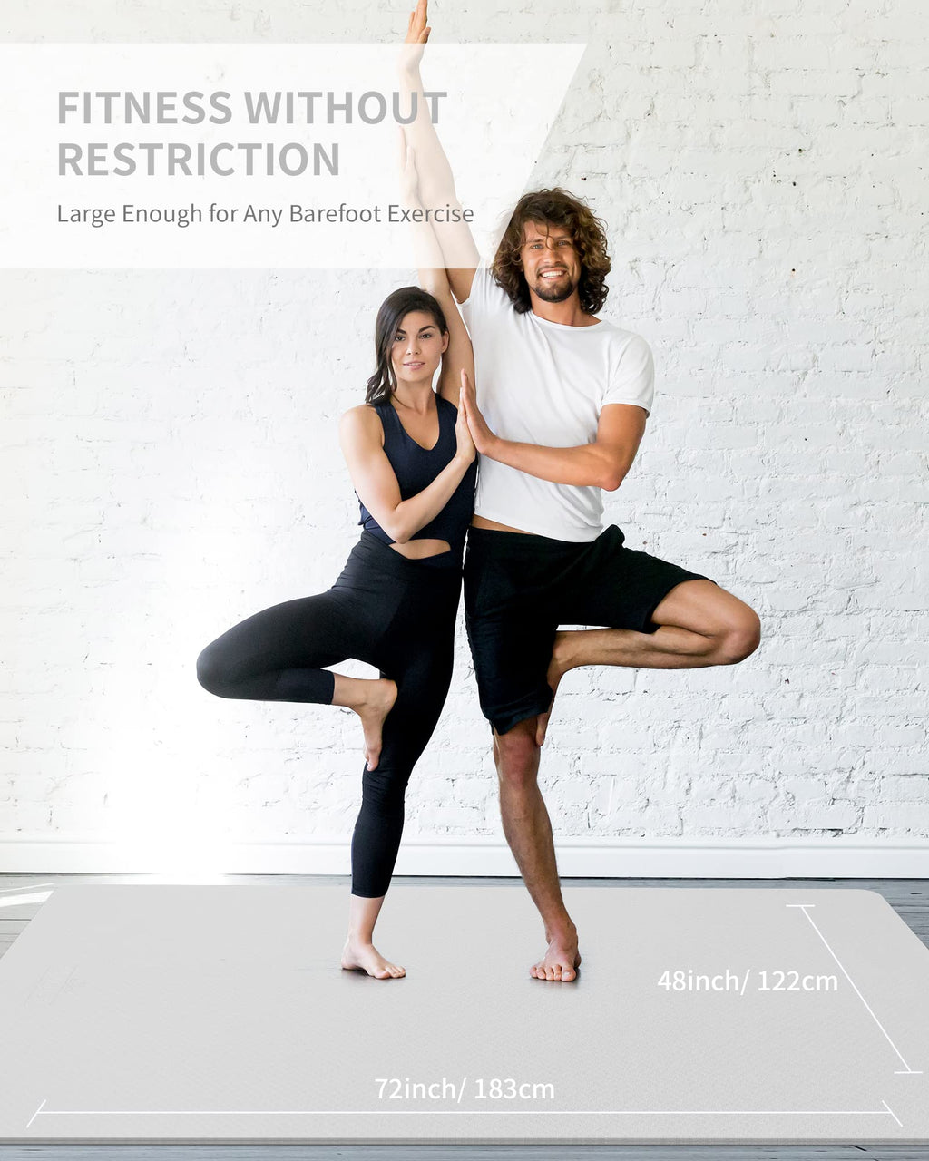 CAMBIVO Large Yoga Mat (6'x 4'), Extra Wide Workout Mat for Men and Women, Yoga Mat Thick 1/3 &1/4 Exercise Mats for Home Workout, Yoga, Pilates (Black,1/4 inch)