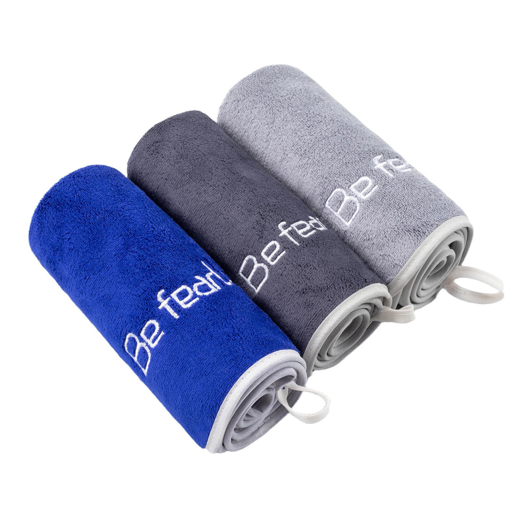 Microfiber Gym Towel Set for Men Women, Super Soft and Quick-Drying Towels for Fitness, Yoga, Cycling, Swimming (Blue+Grey+Purple, 3 Pack)