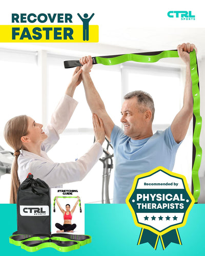 Stretching Strap with Loops - Non Elastic Stretch Band for Physical Therapy, Yoga Strap for Stretching Equipment, Stretch Bands for Exercise and Flexibility - Fascia, Hamstring & Leg Stretcher Belt