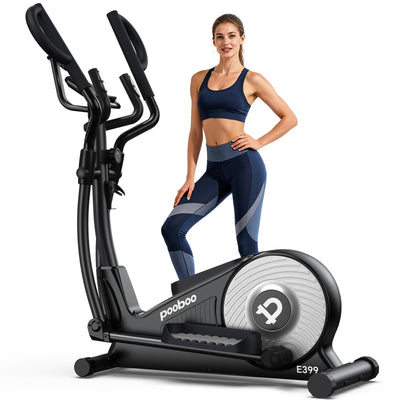 pooboo Elliptical Machine, Elliptical Exercise Machine with 16-Level Resistance&Hyper-Quiet Magnetic Driving System, Elliptical Machine for Home with LCD Monitor&15.5IN Stride, 350LBS Weight Capacity