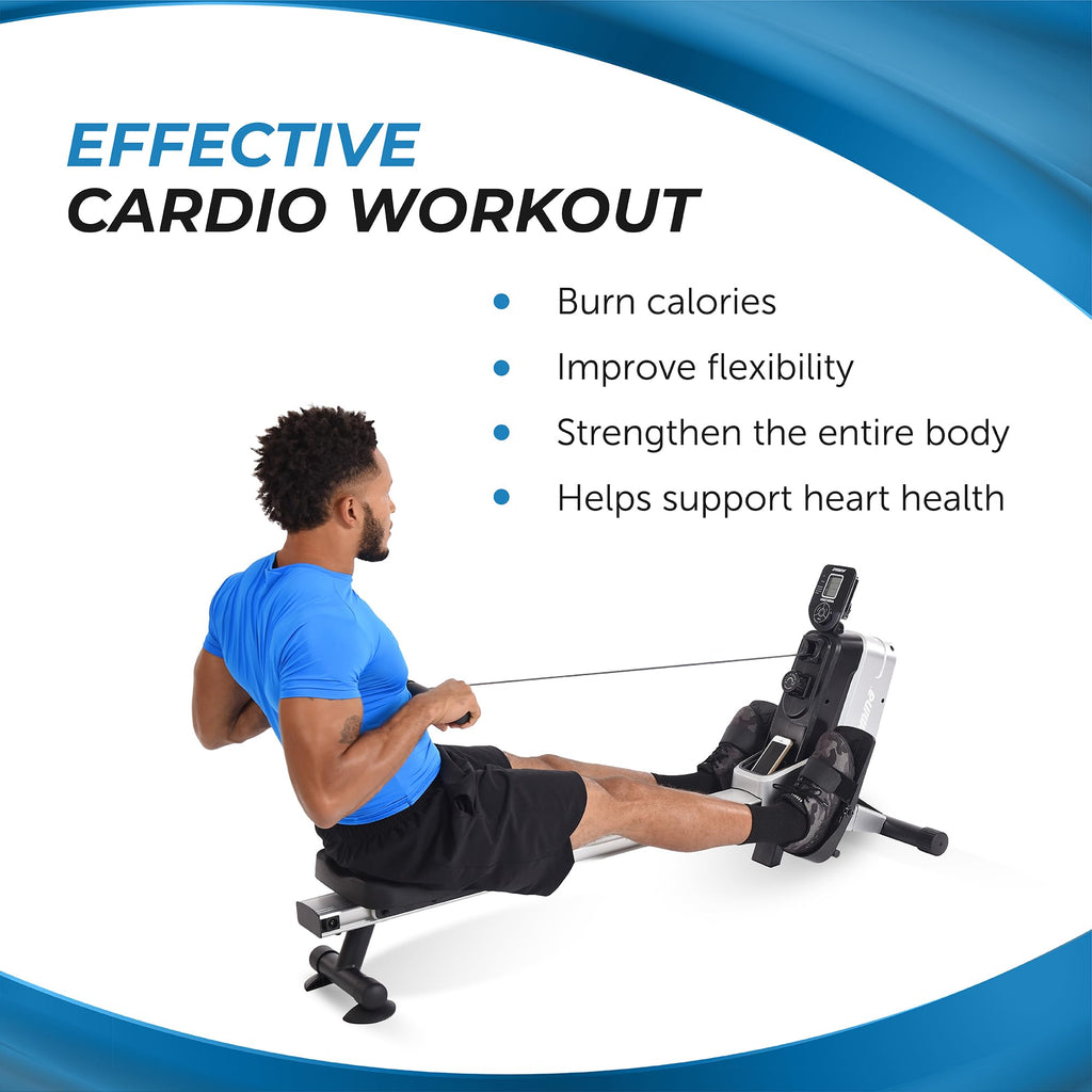 Stamina Magnetic Rower - Rower Machine with Smart Workout App - Rowing Machine with Magnetic Resistance for Home Gym Fitness - Up to 250 lbs Weight Capacity