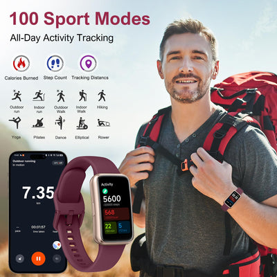 Fitness Tracker,Smart Watch with 24/7 Heart Rate Blood Oxygen Sleep Monitor,1.47" HD Touchsreen with Step & Calorie Counter 100+ Sport Modes Health Activity Trackers for Men and Women (Pink)