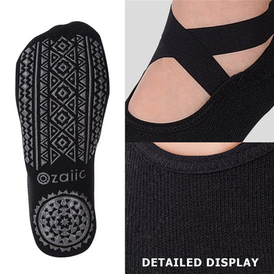 Ozaiic Pilates Socks for Women Non Slip Grip, Yoga Socks with Grippers for Barre, Hospital, Ballet, Dance, Barefoot Workout