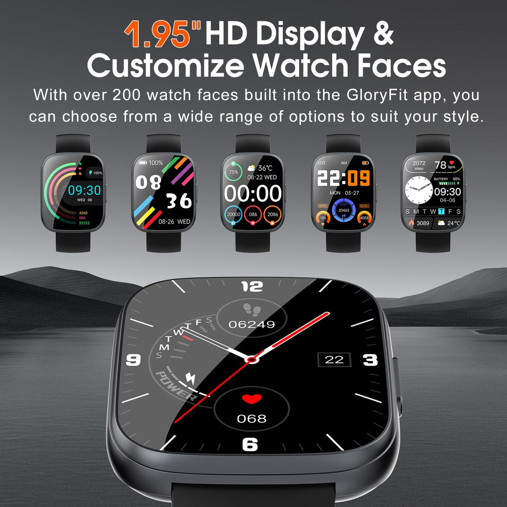 Smart Watch for Men Women(Answer/Make Calls), 1.95" HD Touch Screen Fitness Watch with Sleep Heart Rate Monitor, 110+ Sports Modes, IP68 Waterproof Activity Trackers Compatible with Android iOS, Black