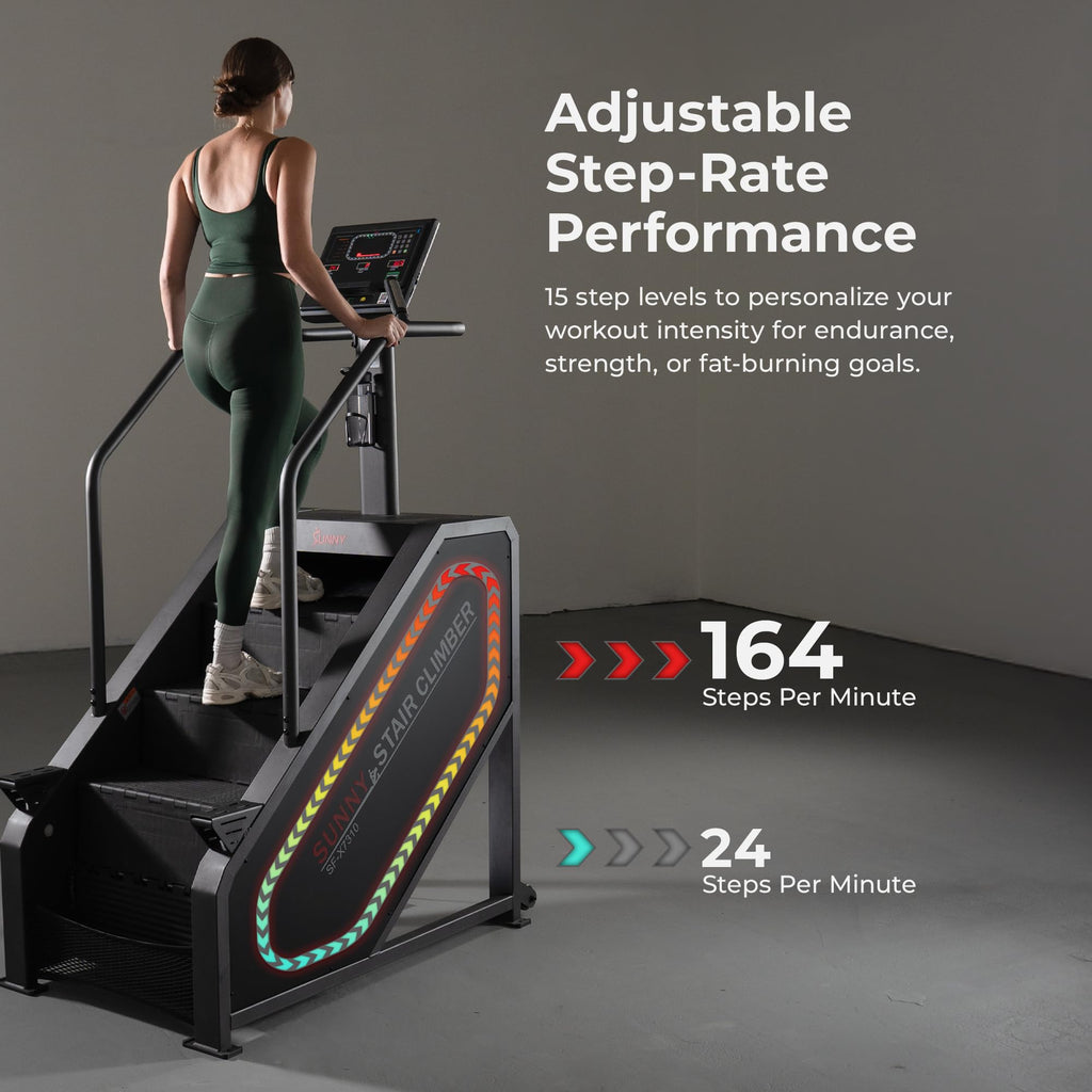 Sunny Health & Fitness Premium High-Intensity Smart Stepper Stair Climber, Commercial Grade, Cardio Workout Programs, Free SunnyFit App Bluetooth Connection, 350-400 LB Weight Capacity