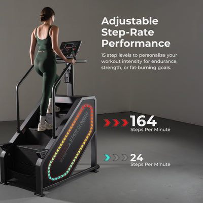 Sunny Health & Fitness Premium High-Intensity Smart Stepper Stair Climber, Commercial Grade, Cardio Workout Programs, Free SunnyFit App Bluetooth Connection, 350-400 LB Weight Capacity