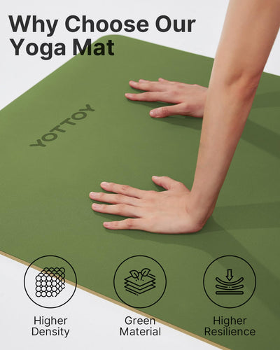 YOTTOY Yoga Mat,Non-Slip Hot Yoga Mat with Anti-Tear Design and Friendly Natural Rubber Mat with Strap and Bag