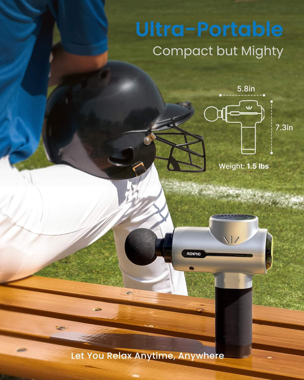 RENPHO Massage Gun Deep Tissue, Christmas Birthday Gifts for Women Men, Portable Percussion Massager for Back and Neck, Handheld Device with Carry Case, Active