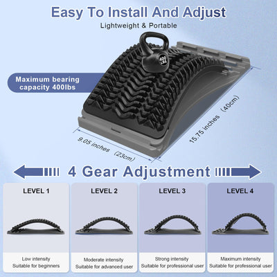 Back Stretcher for Lower Back Pain Relief, 3 Level Adjustable Lumbar Back Cracker Board, Back Cracking Device, Back Massager for Scoliosis, Spine Decompression