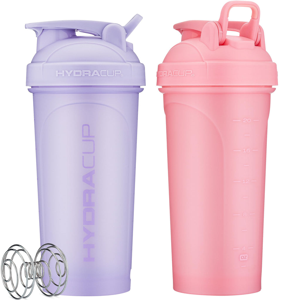 Hydra Cup ProFlow [2 Pack] 28 oz Shaker Bottles for Protein Shakes, Shaker Cups with Ball Blender Whisk, Shaker Bottle with Handle, Travel To Go, BPA Free (Black & Grey, 28oz)