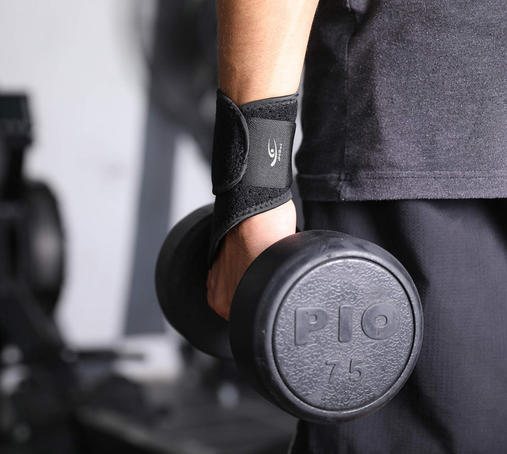 HiRui 2 Pack Wrist Compression Strap and Wrist Brace Sport Wrist Support for Fitness, Weightlifting, Tendonitis, Carpal Tunnel Arthritis, Pain Relief-Wear Anywhere-Adjustable (Black)