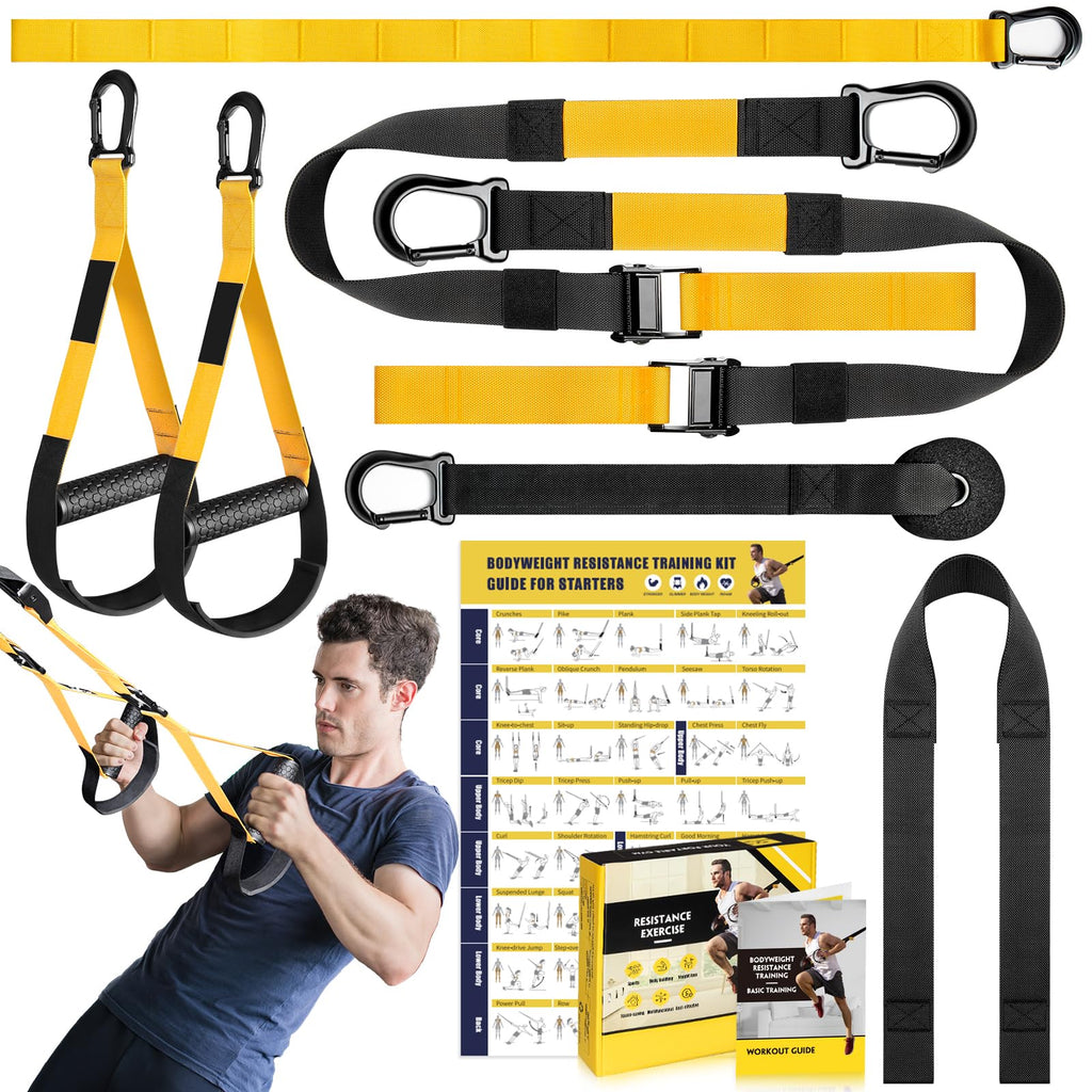 Home Resistance Training Kit, Resistance Trainer Exercise Straps with Handles, Door Anchor and Carrying Bag for Home Gym, Bodyweight Resistance Workout Straps for Indoor & Outdoor