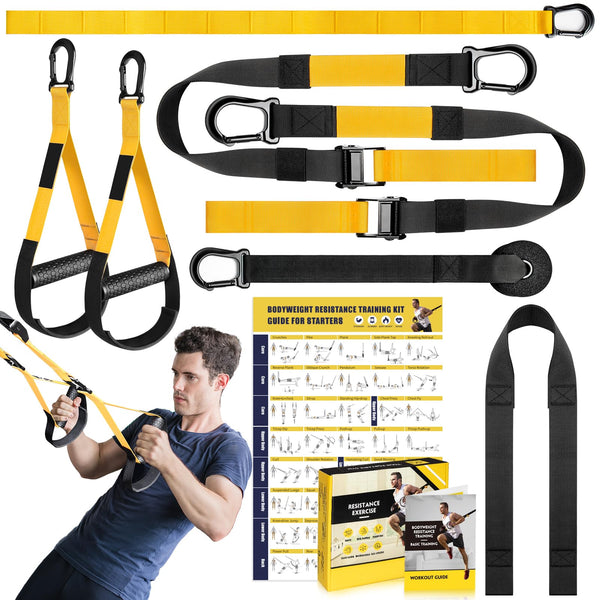 Home Resistance Training Kit, Resistance Trainer Exercise Straps with Handles, Door Anchor and Carrying Bag for Home Gym, Bodyweight Resistance Workout Straps for Indoor & Outdoor