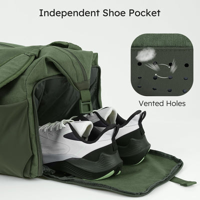 Gym Bag for Men with 2 Upgraded Bottle Holders Convertible Duffle Bag and Gym Backpack Waterproof Sports Bags with Shoes Compartment and Wet Pocket - Black