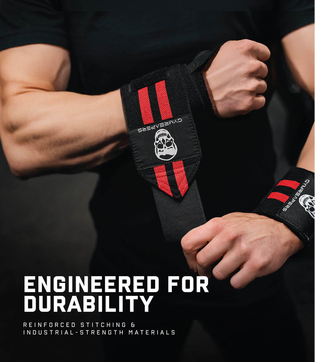 Gymreapers Weightlifting Wrist Wraps (IPF Approved) 18" Professional Quality Wrist Support with Heavy Duty Thumb Loop - Best Wrap for Powerlifting Competition, Strength Training, Bodybuilding