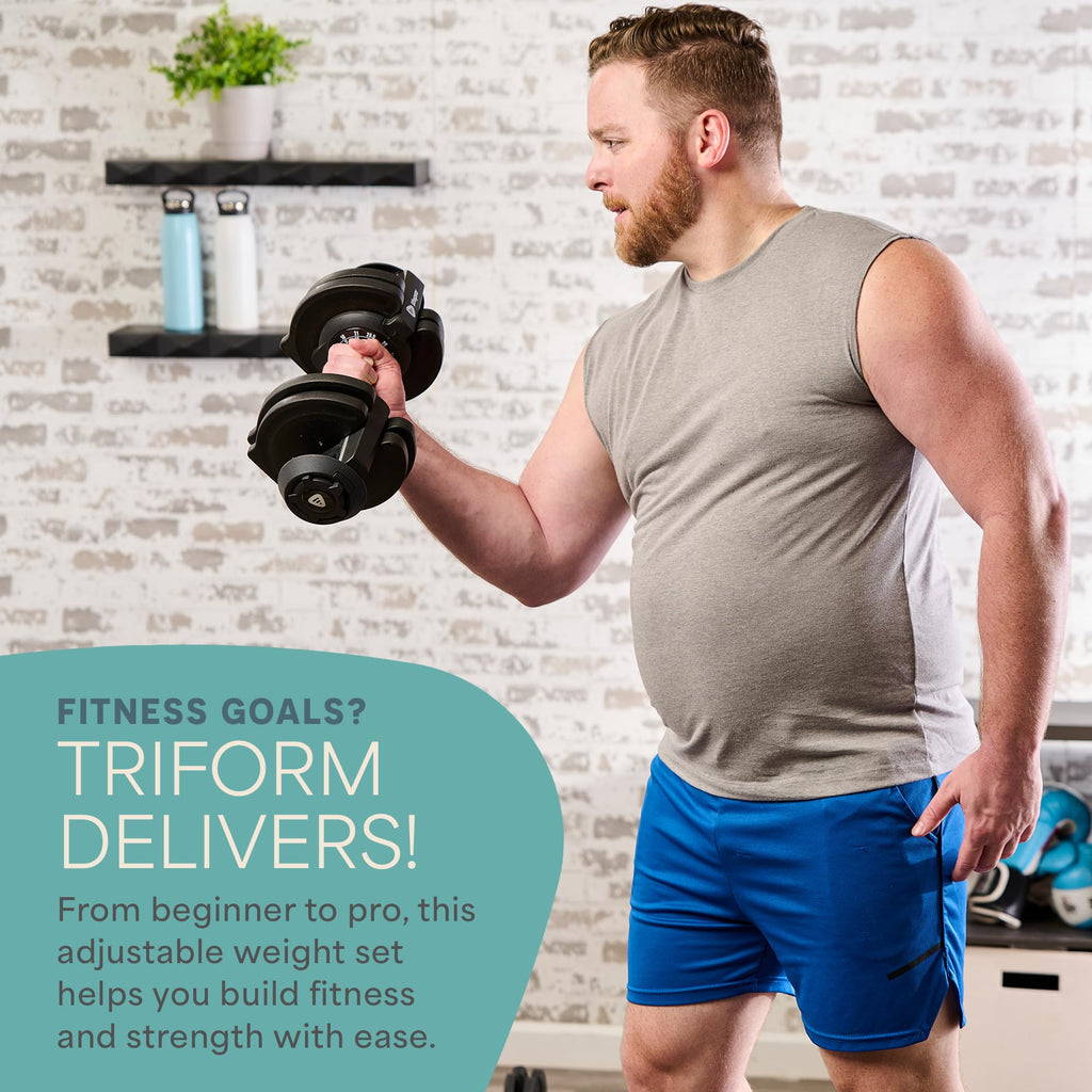 Lifepro Adjustable Dumbbells Set - 5in1-15lb 25lb 43lb 55lb weights Set & Single with Rack - Quick Adjust, Secure Grip - Compact Hand Weights for Men Women Home Gym