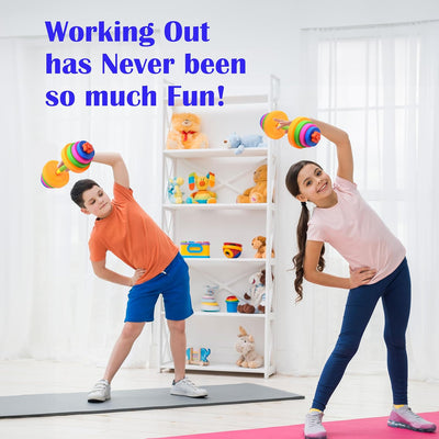 Kiddie Play Kids Weight Set Barbell Dumbbells | kids Exercise Equipment for Toddler Gym | Adjustable Workout Toy