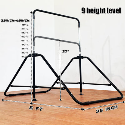 MARFULA Foldable Gymnastic Bar for Kids Ages 3-9, 9 Height Levels, 200 lbs Weight Capacity, 5 Ft Length Gymnastic Kip Bar with Mat, Gymnastic Equipment for Home and Gym Center Indoor Outdoor Use