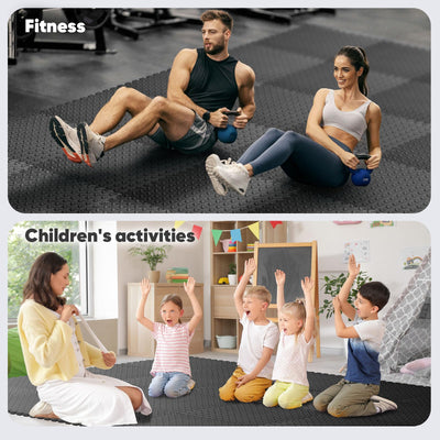 Home Gym Mat, Puzzle Exercise Mat, EVA Interlocking Foam Floor Tiles for Home Workout Equipment and Kids' Play Areas - Grey, 24 in x 24 in x ½ in - 12 Tiles (Grey, 12 Pack, 48 SQ FT)